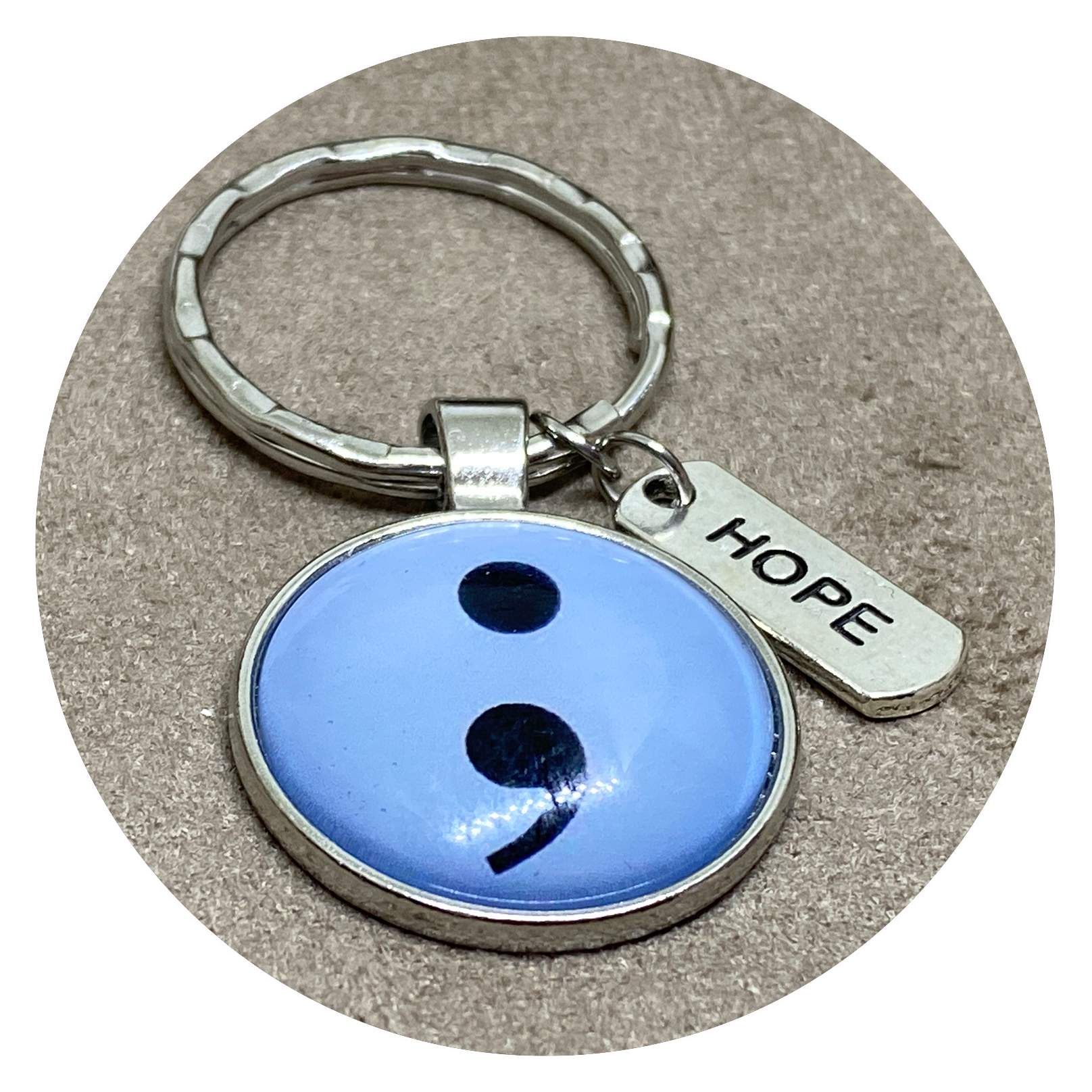 SH Semicolon Hope Sleutelhanger | Semicolon | Blauw - Afbeelding 1