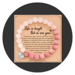 Armbandje rozenkwarts met Life is tough but so are you