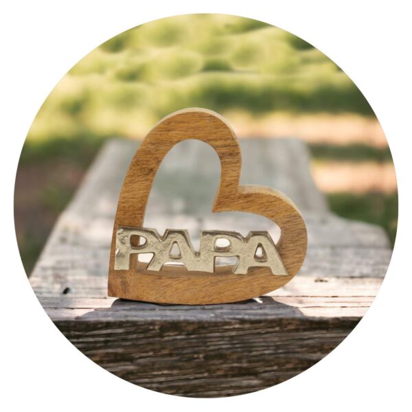 Houten mangohouten standaard met PAPA