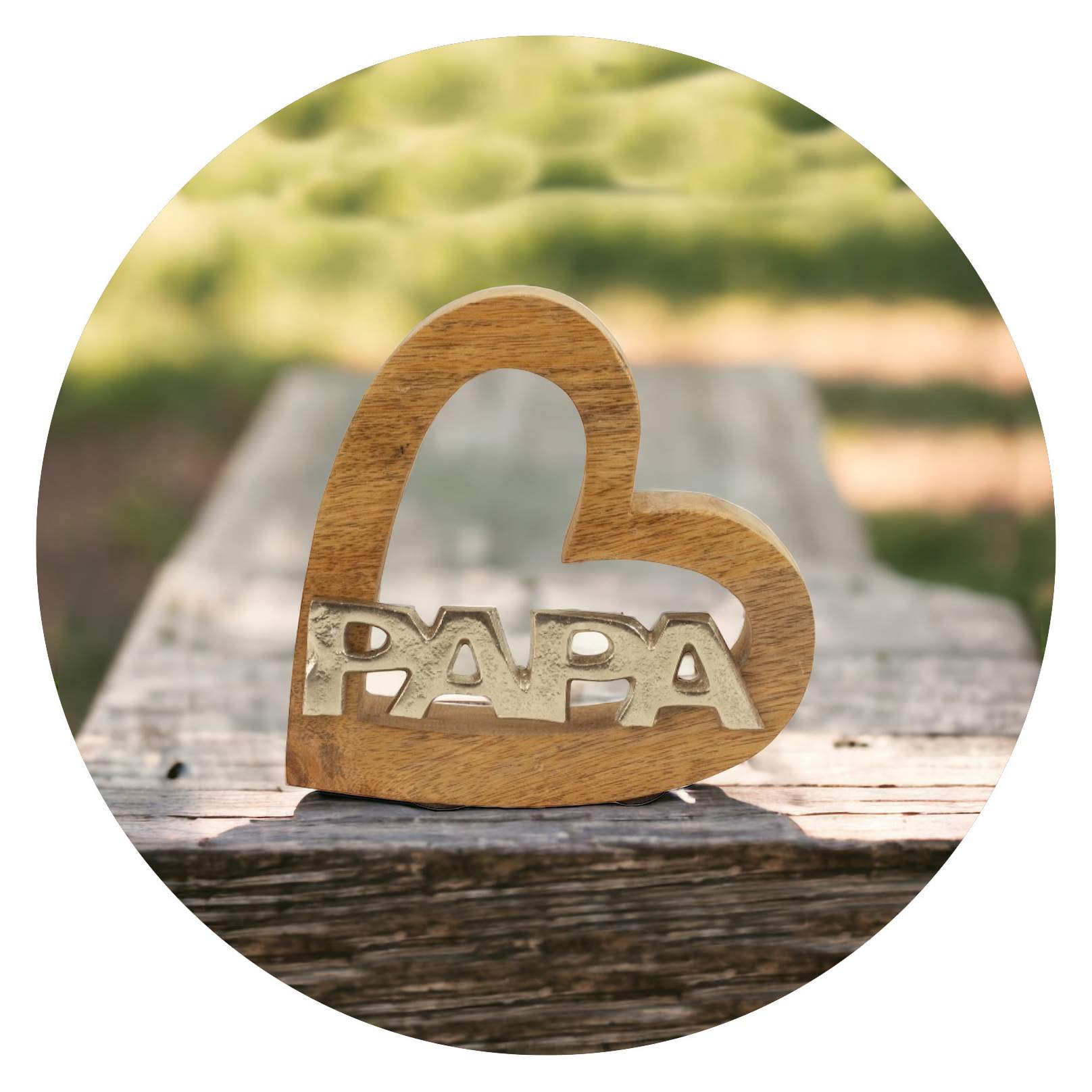 Houten mangohouten standaard met PAPA Houten mangohouten standaard met PAPA