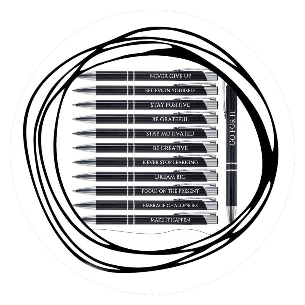 Zwarte pen met motiverende quote