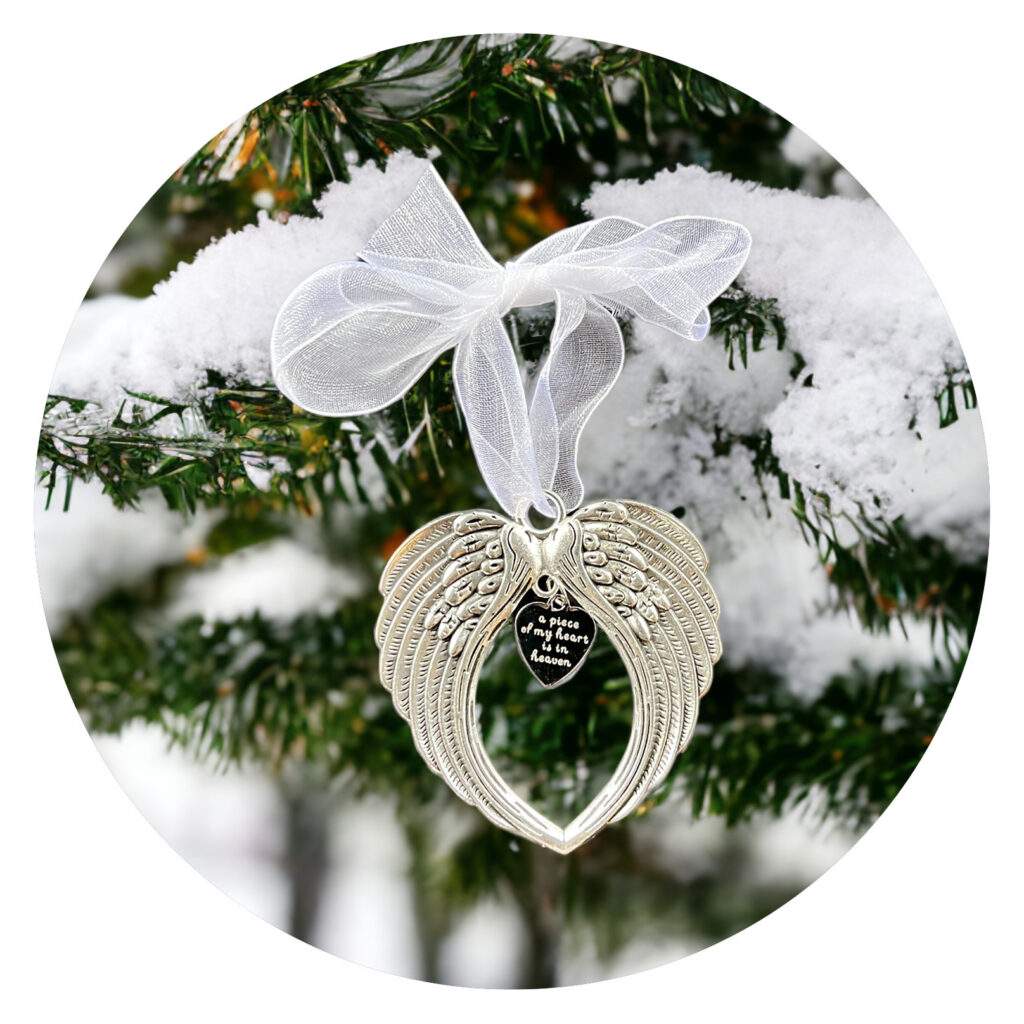 Kersthanger met vleugeltjes en strik