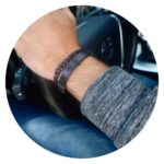 Set van twee zwarte leren herenarmbandjes