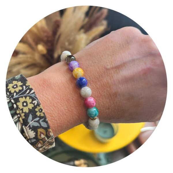 Armband Chakra Stenen met Pluis