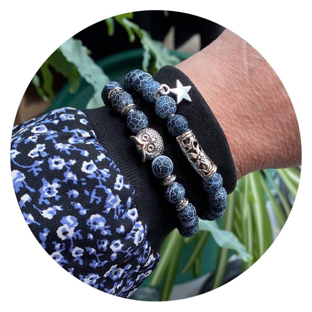 Armband | Lavasteen denimblauw | Set van twee