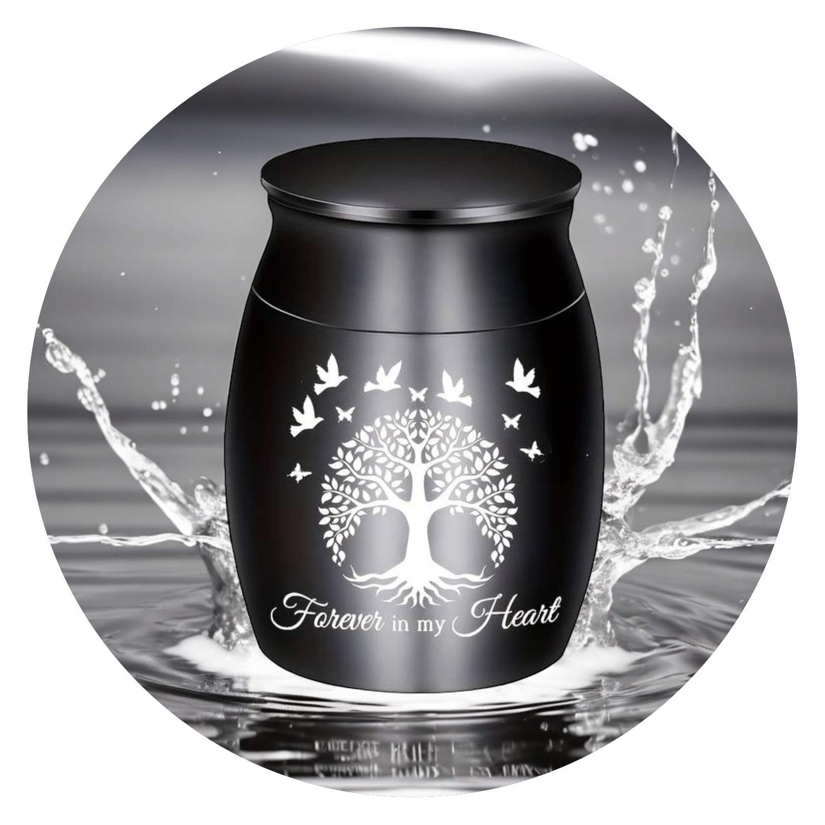 Kleine urn met boom en Forever in my heart Kleine urn met boom en Forever in my heart