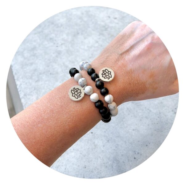 Lotusarmband zwart - wit