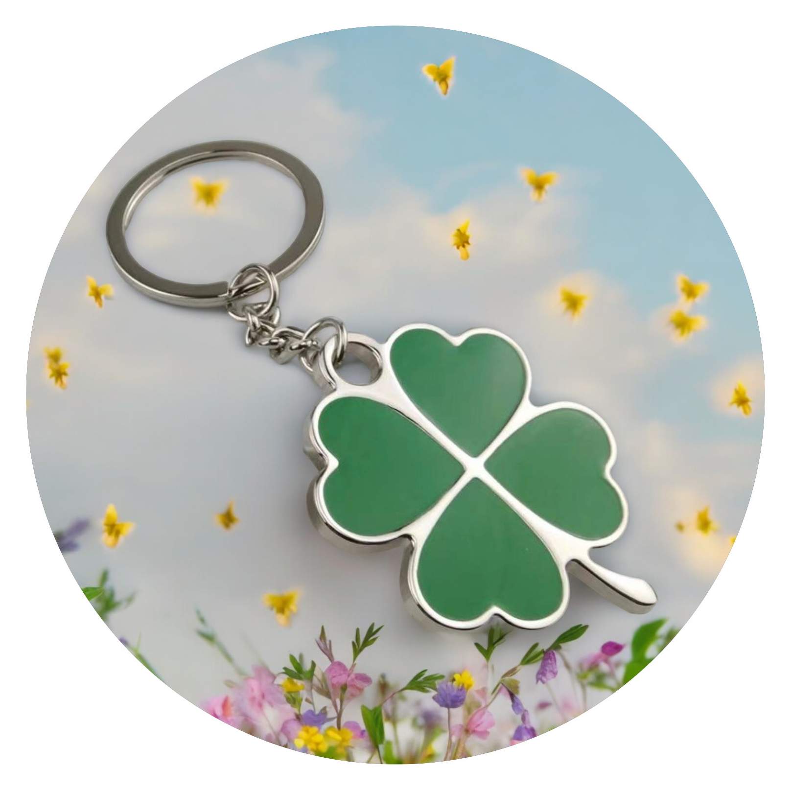 Sleutelhanger Klaver vier in vorm Sleutelhanger Klaver vier in vorm