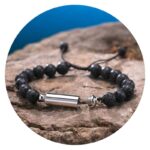 Urn armband vulkaankralen - zilver