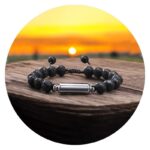 Urn armband vulkaankralen - zilver