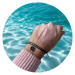 Lief veterarmbandje | Zwart | Met klavertje