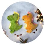 Dinosaurus knuffel groen en oranje - Dappere Dino