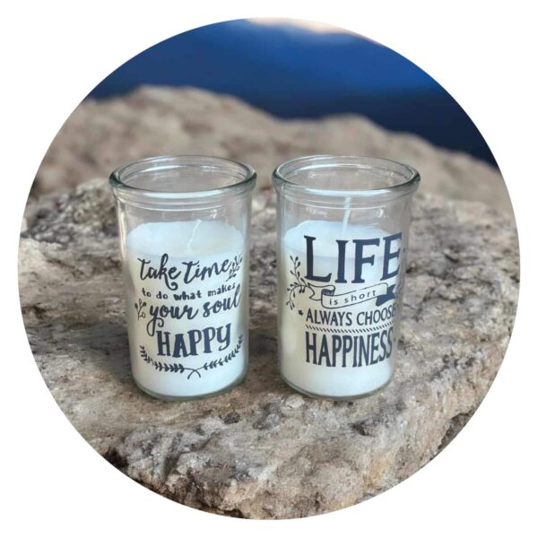 Kaarsje Happy en Happiness