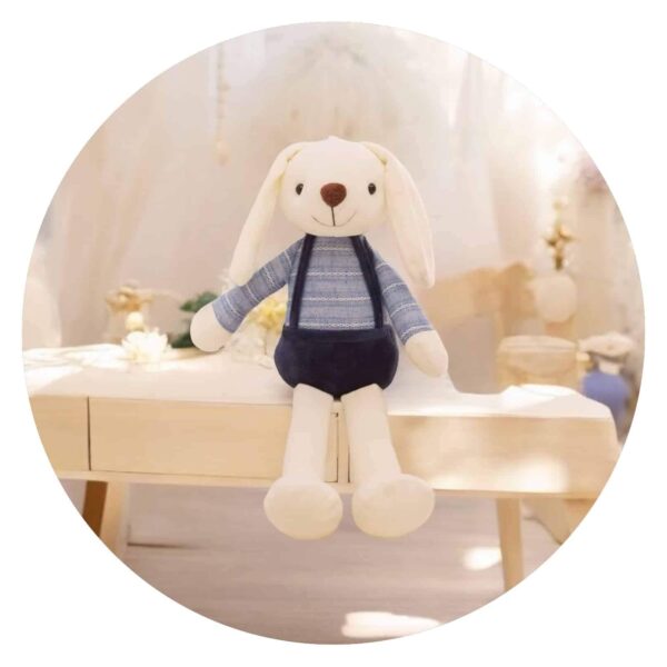 Wit konijn met blauwe broek