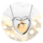 Urnketting goudkleurig hartje in zilverkleurige cirkel