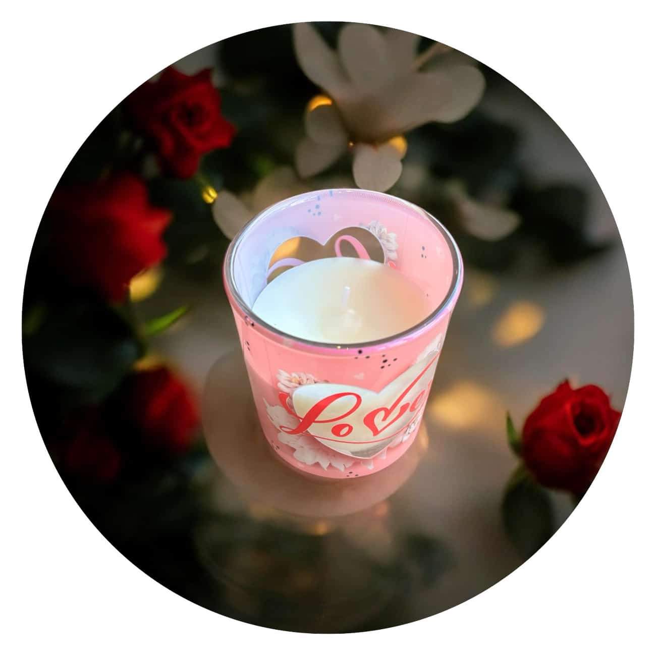 Geurkaars roze love Geurkaars roze love