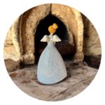 Glitterengel met zilver hartje achter