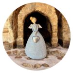 Glitterengel met zilver hartje voor