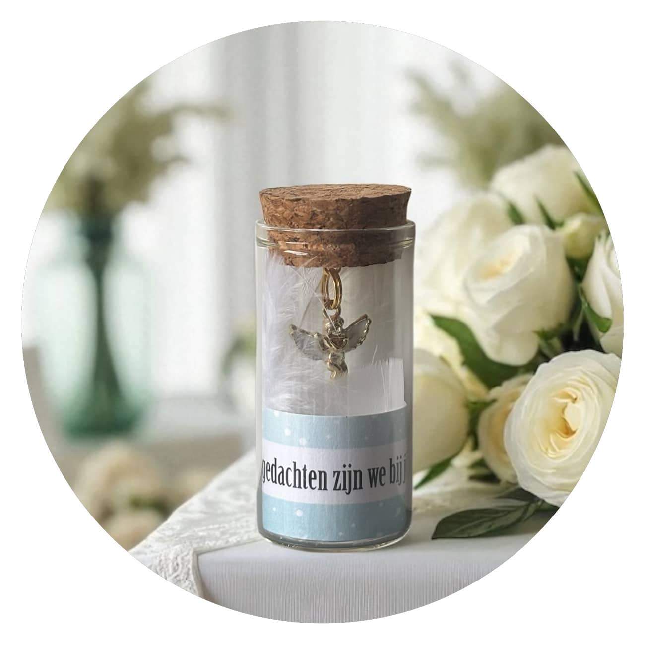 Glazen flesje In Gedachten Flesje Engel in gedachten