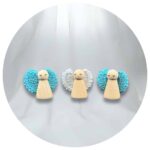 set van 3 houten engeltjes