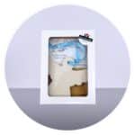 Keramieken engel met blauw lint