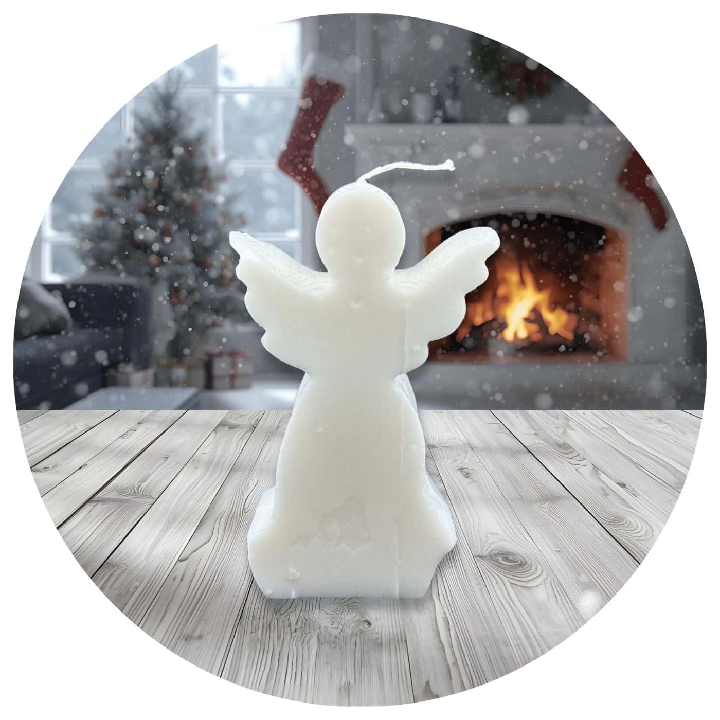 Kaars-witte-engel-kerstsfeer Grote kaars witte engel