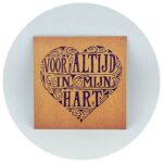 Bruine kartonnen kaart met tekst Voor altijd in mijn hart