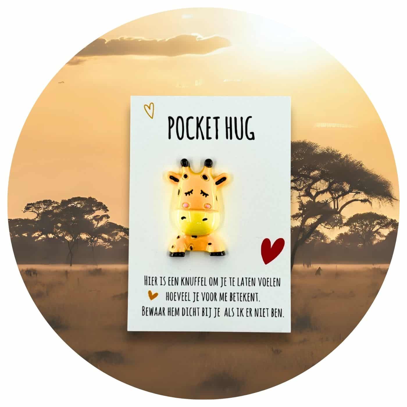 Pocket-Hug-giraf Pocket Hug knuffelgiraf Nederlandse tekst