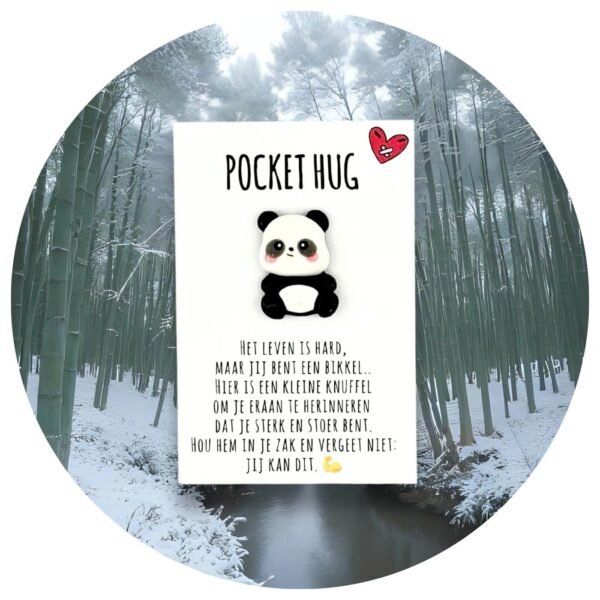 Pocket Hug panda bikkel Nederlandse tekst