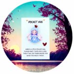 pocket hug engeltje blauwe jurk