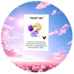 pocket hug engeltje paarse jurk