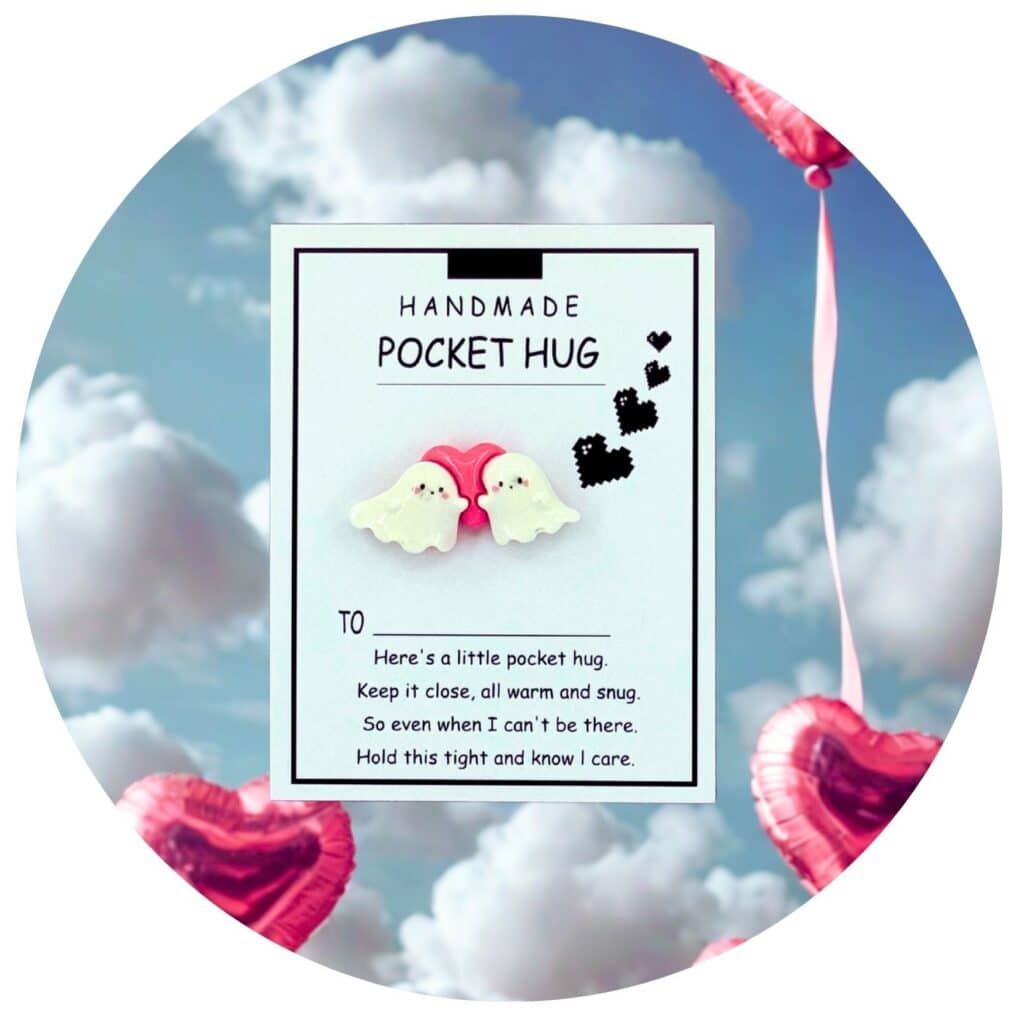 Pocket Hug 2 spookjes roze ballonnen