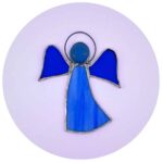 Engel glas in lood blauw