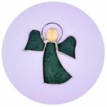 engel glas in lood groen