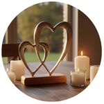 twee harten op een standaard van mangohout